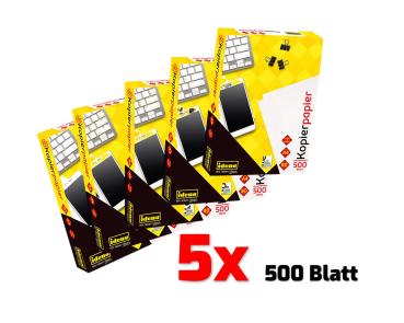 Idena Kopierpapier A4 80g, weiß 500 Blatt (5er Karton, Gesamt 2.500 Blatt)