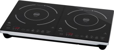 Tarrington House Doppel-Induktionskochplatte DIC3440ABS, Stahl / Glas, 60 x 38 x 4.4 cm, mit LED Display, 3400 W, schwarz